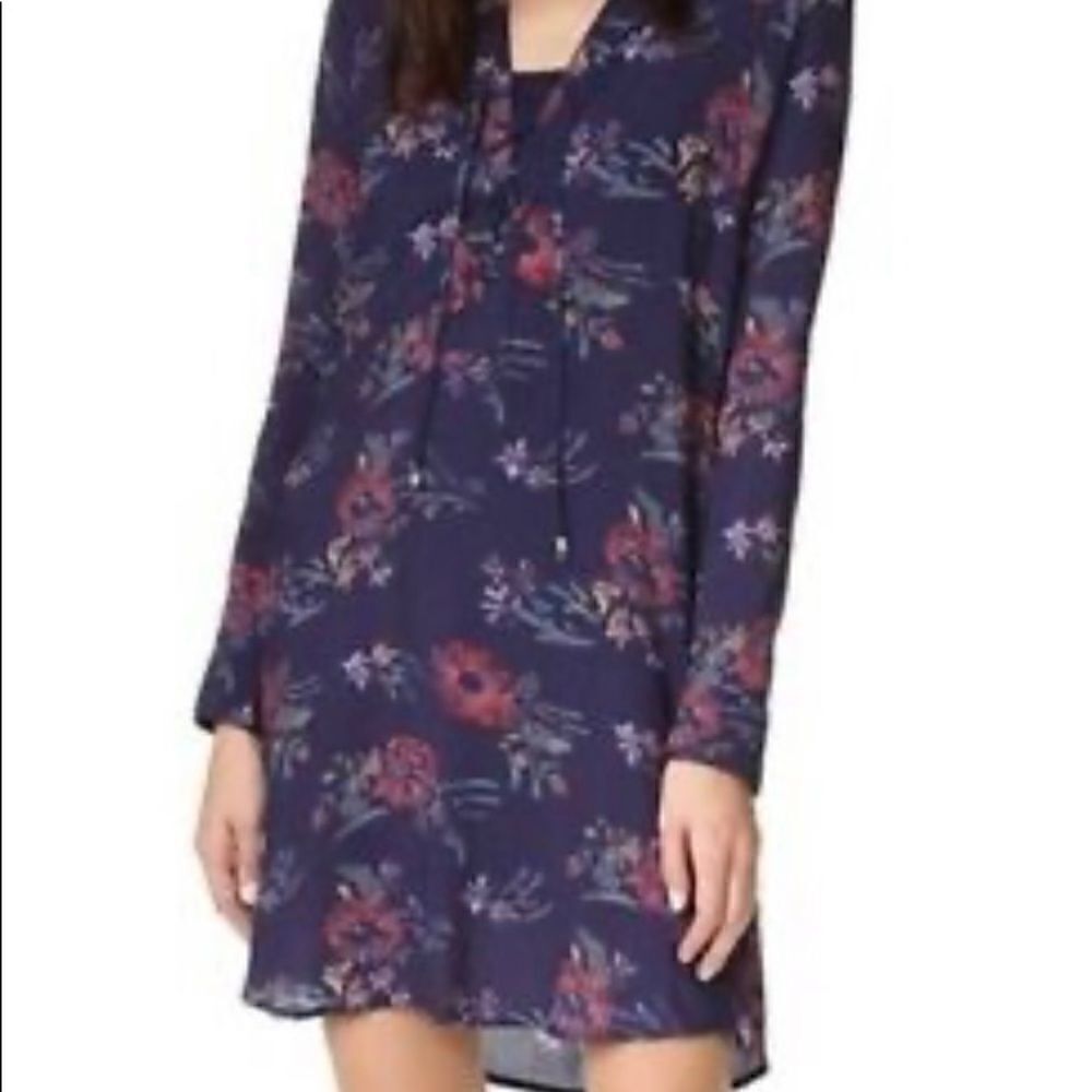 Splendid women’s navy floral lace up casual/ classic bohemian dress